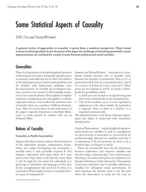 Some Statistical Aspects of Causality