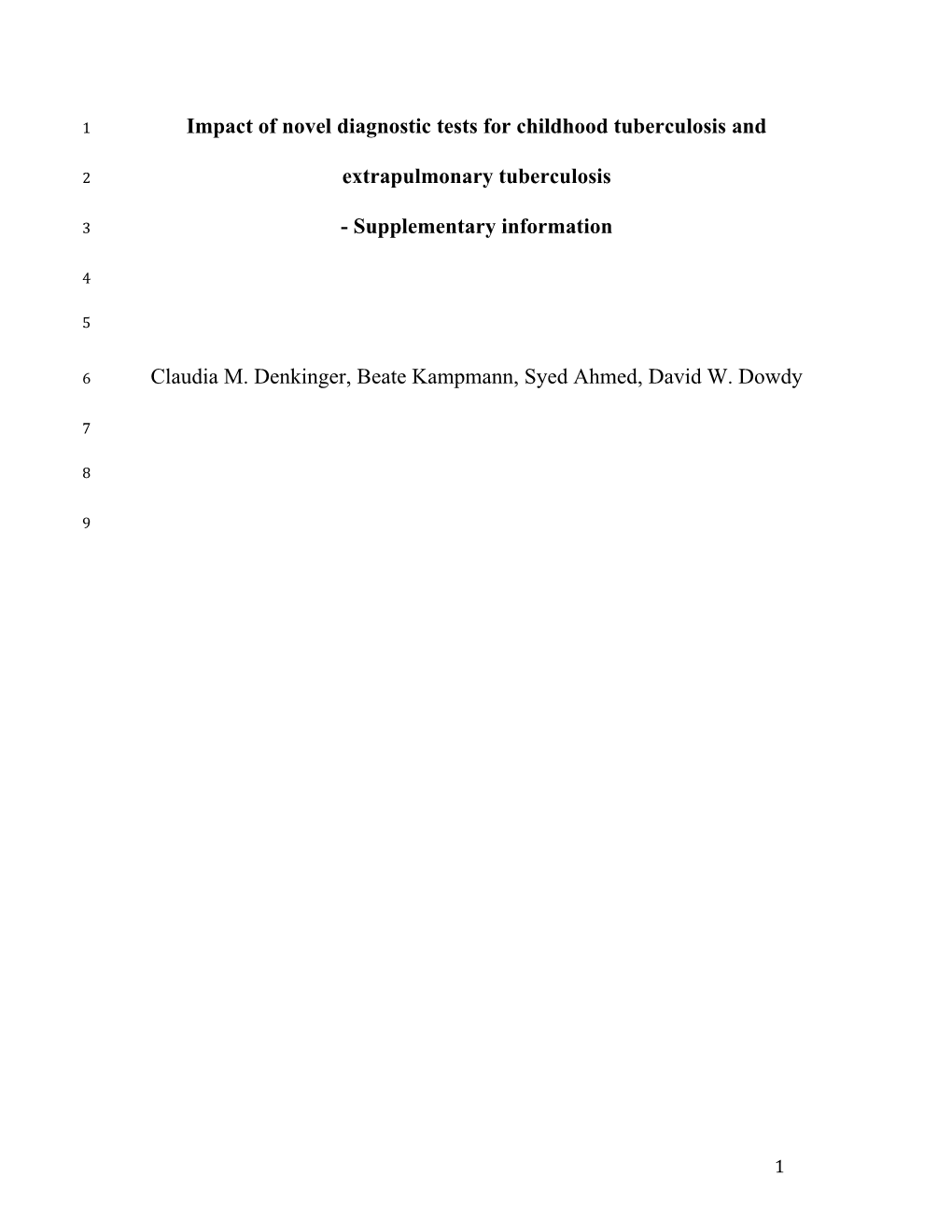 Impact of Novel Diagnostic Tests for Childhood Tuberculosis and Extrapulmonary Tuberculosis