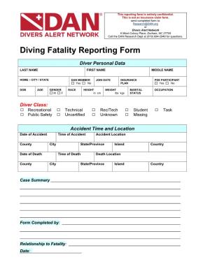 Diving Fatality Reporting Form