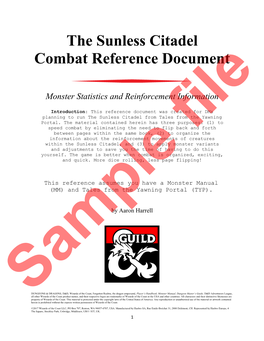 The Sunless Citadel Combat Reference Document