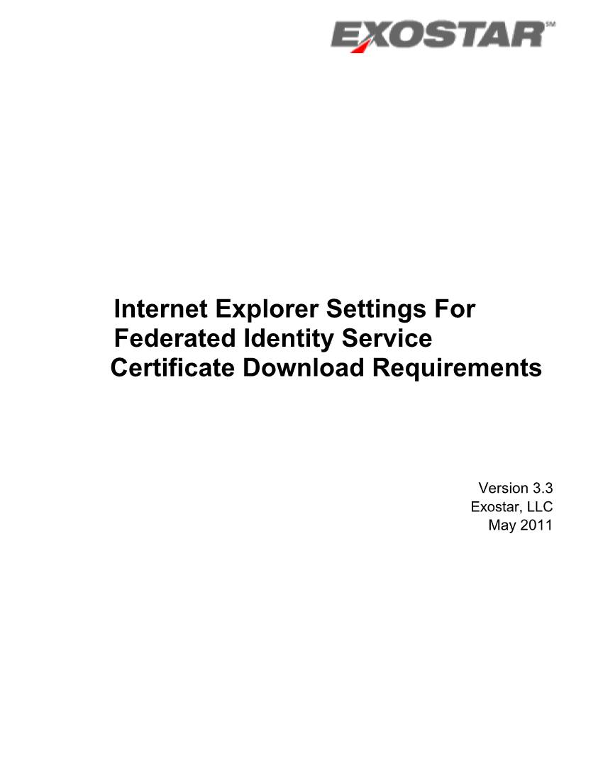 Internet Explorer Settings for Federated Identity Service
