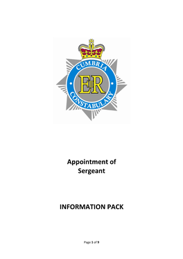 Appointment of Sergeant INFORMATION PACK