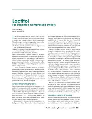 Lactitol for Sugarfree Compressed Sweets