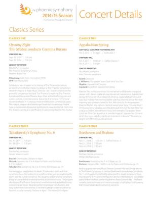 Concert Details Tito Muñoz Inaugural Season Classics Series