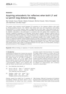 Acquiring Antecedents for Reflexives When Both L1 and L2 Permit Long-Distance Binding