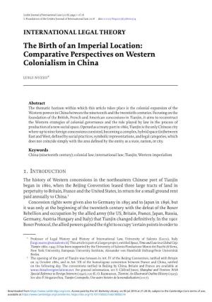 The Birth of an Imperial Location: Comparative Perspectives on Western Colonialism in China