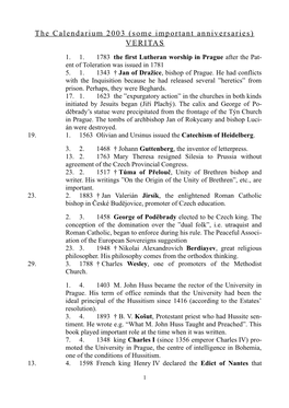 The Calendarium 2003 (Some Important Anniversaries) VERITAS