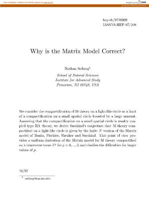 Why Is the Matrix Model Correct?