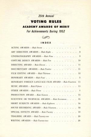 VOTING RULES ACADEMY AWARDS of MERIT for Achievements During 1952