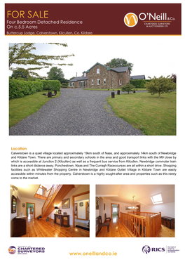 FOR SALE Four Bedroom Detached Residence on C.5.5 Acres Buttercup Lodge, Calverstown, Kilcullen, Co