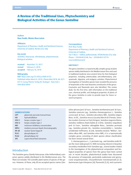 A Review of the Traditional Uses, Phytochemistry and Biological Activities of the Genus Santolina