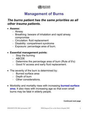 Management of Burns