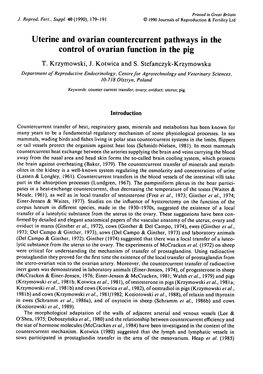 Uterine and Ovarian Countercurrentpathways in The� Control of Ovarian Function in the Pig