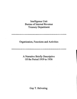 Intelligence Unit Bureau of Internal Revenue Treasury Department