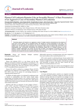 Plasma Cell Leukemia Remains Like an Incurable Disease? a Rare Presentation