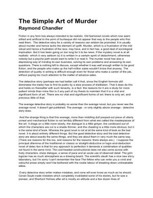 The Simple Art of Murder Raymond Chandler