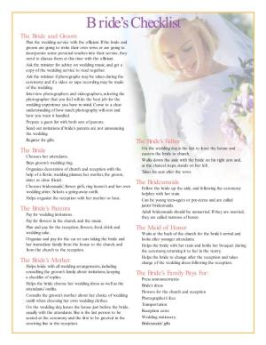 Bride's Checklist