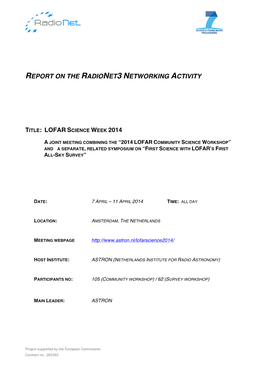 Report on the Radionet3 Networking Activity