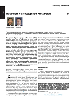 Management of Gastroesophageal Reflux Disease