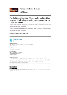 The Politics of Identity, Ethnography and the Link Between Academia