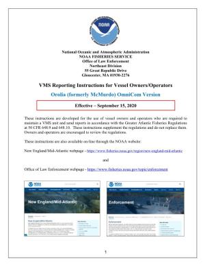 VMS Reporting Instructions for Vessel Owners/Operators Orolia (Formerly