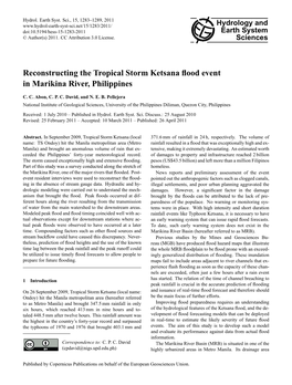 Reconstructing the Tropical Storm Ketsana Flood Event In