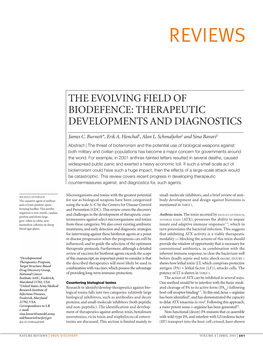 The Evolving Field of Biodefence: Therapeutic Developments and Diagnostics