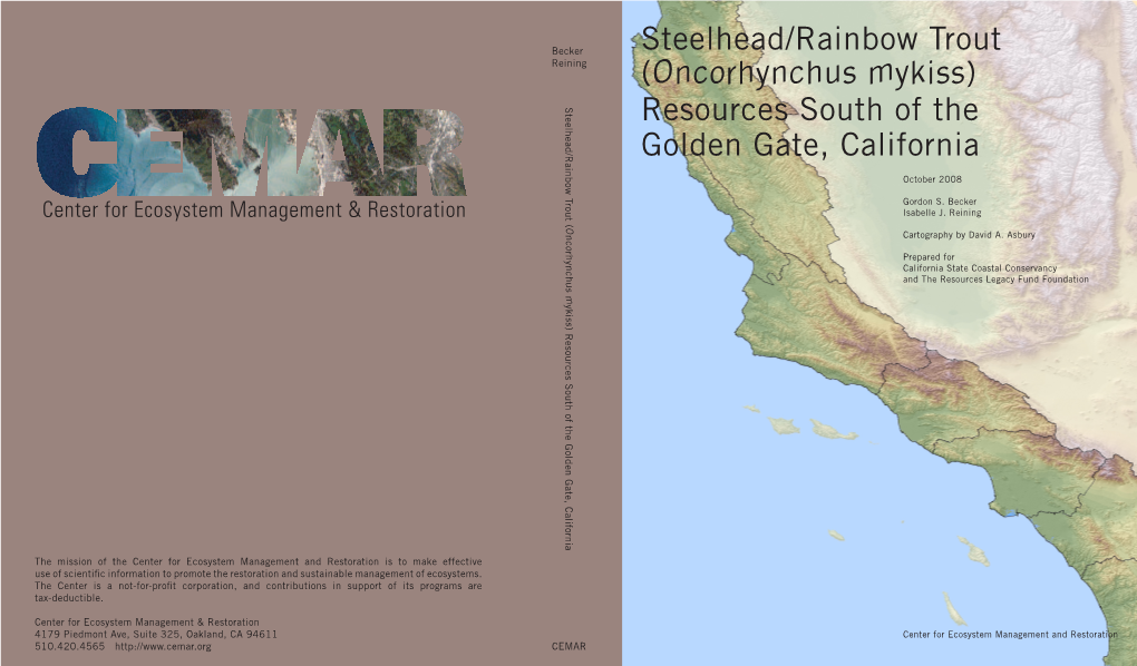 Steelhead/Rainbow Trout (Oncorhynchus Mykiss) Resources South of the Golden Gate, California