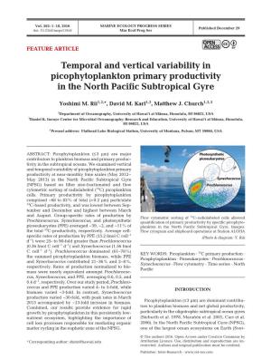 Temporal and Vertical Variability in Picophytoplankton Primary Productivity in the North Pacific Subtropical Gyre