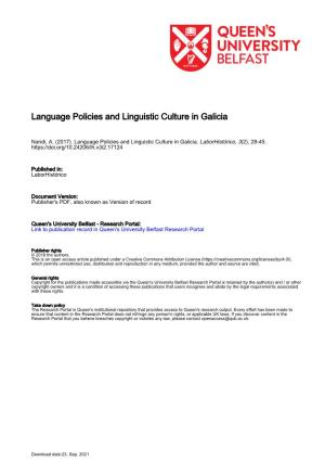 Language Policies and Linguistic Culture in Galicia