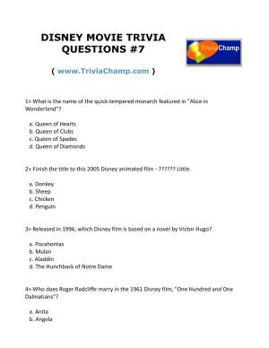 Disney Movie Trivia Questions #7