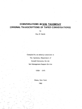 Conversations in Soil Taxonomy (Original Tr,.&Nscr|F't~Ons of Taped Conversations)