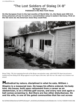 "The Lost Soldiers of Stalag IX-B" by Roger Cohen Published in the New York Times