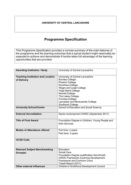 Download Programme Specification