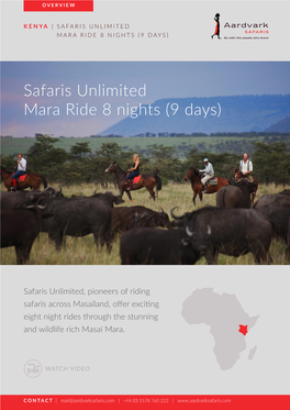 Safaris Unlimited Mara Ride 8 Nights (9 Days)