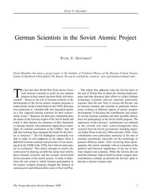 German Scientists in the Soviet Atomic Project