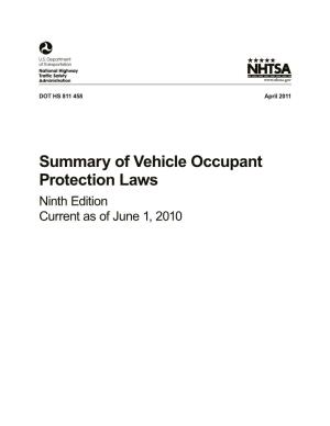 Summary of Vehicle Occupant Protection Laws Ninth Edition Current As of June 1, 2010 DISCLAIMER