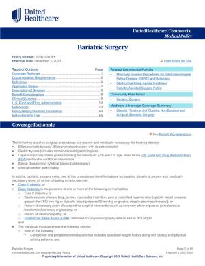 Bariatric Surgery – Commercial Medical Policy