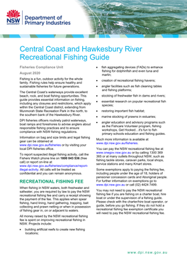 Central Coast and Hawkesbury River Recreational Fishing Guide