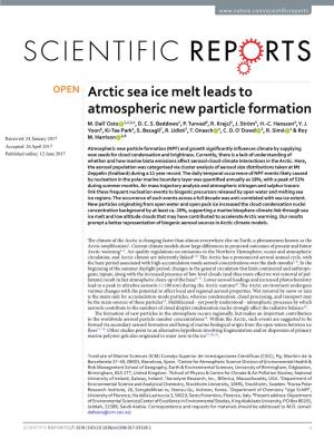Arctic Sea Ice Melt Leads to Atmospheric New Particle Formation M