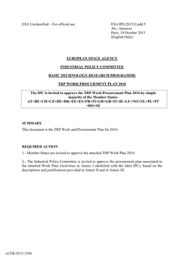 For Official Use ESA/IPC(2015)3,Add.5 Att.: Annexes Paris, 19 October 2015 (English Only)