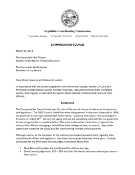 2013 Compensation Council Recommendations