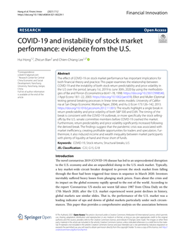 COVID-19 and Instability of Stock Market Performance