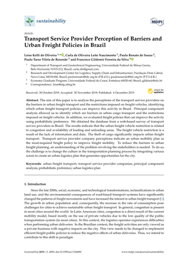 Transport Service Provider Perception of Barriers and Urban Freight Policies in Brazil