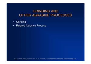 Grinding and Other Abrasive Processes