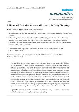 A Historical Overview of Natural Products in Drug Discovery