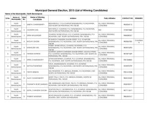 Municipal General Election, 2015 (List of Winning Candidates) Name of the Municipality : North Barrackpore