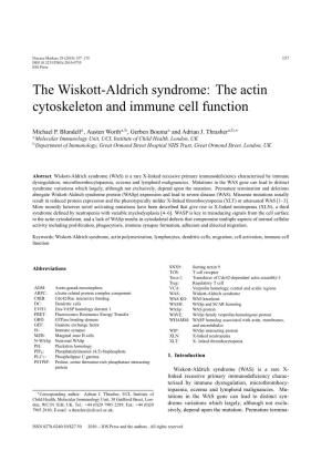 The Wiskott-Aldrich Syndrome: the Actin Cytoskeleton and Immune Cell Function
