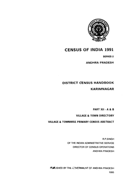 District Census Handbook, Karimnagar, Part XII-A & B, Series-2