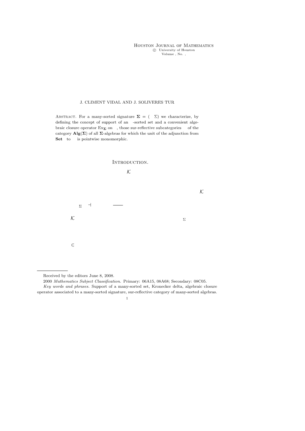 When Is the Insertion of the Generators Injective for a Sur-Reflective Subcategory of a Category of Many-Sorted Algebras?